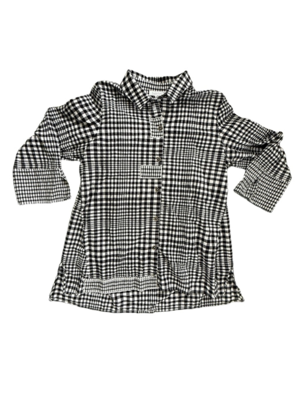 Habitat Clothes to Live In Gingham Button Down Shirt Medium Black White Artsy